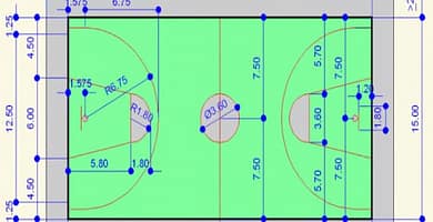 IMAGEN DE LAS MEDIDAS DE LA CANCHA DE BASQUETBOL / BASKETBALL COURT DIMENSIONS IMAGE